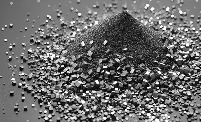 close-up view of titaniumalloy powder with a reflective surface, shimmering under bright light